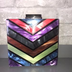 Sondra Roberts square multicolor clutch NWT